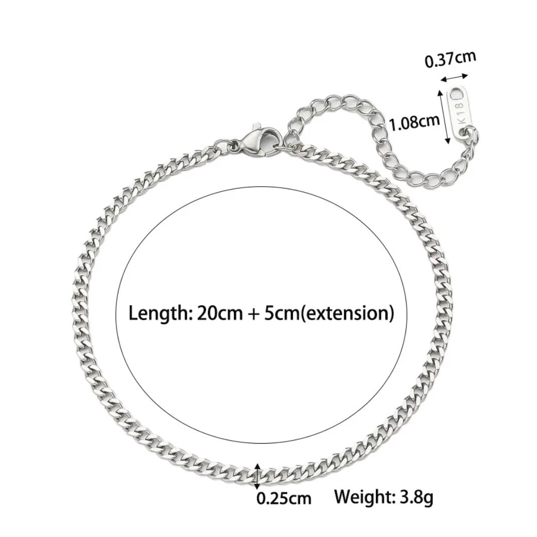 The Cuban Silver Anklet