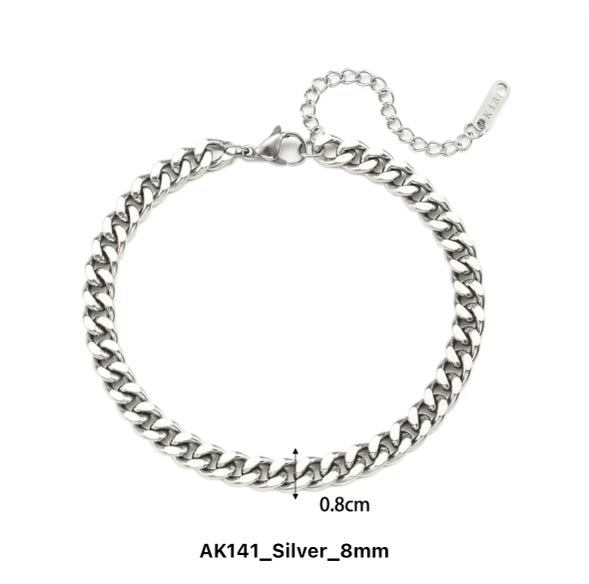 The Cuban Silver Anklet