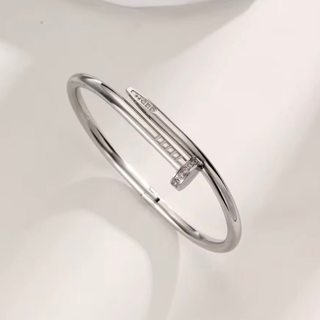 The Pave Nail Silver Bangle