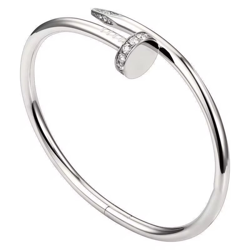 The Pave Nail Silver Bangle