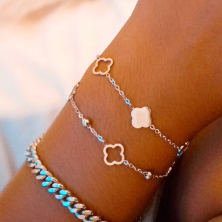 The Clover Me Bead Silver Bracelet