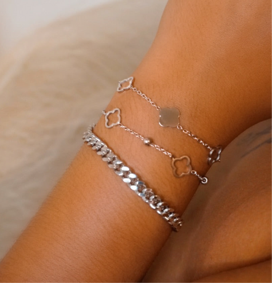 The Clover Me Bead Silver Bracelet