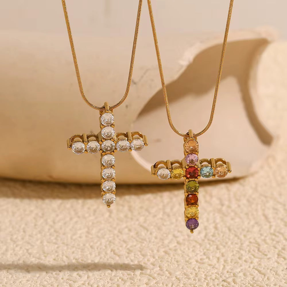 The Gem Stone Cross Necklace