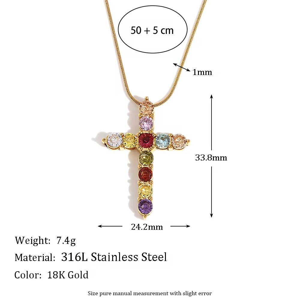 The Gem Stone Cross Necklace