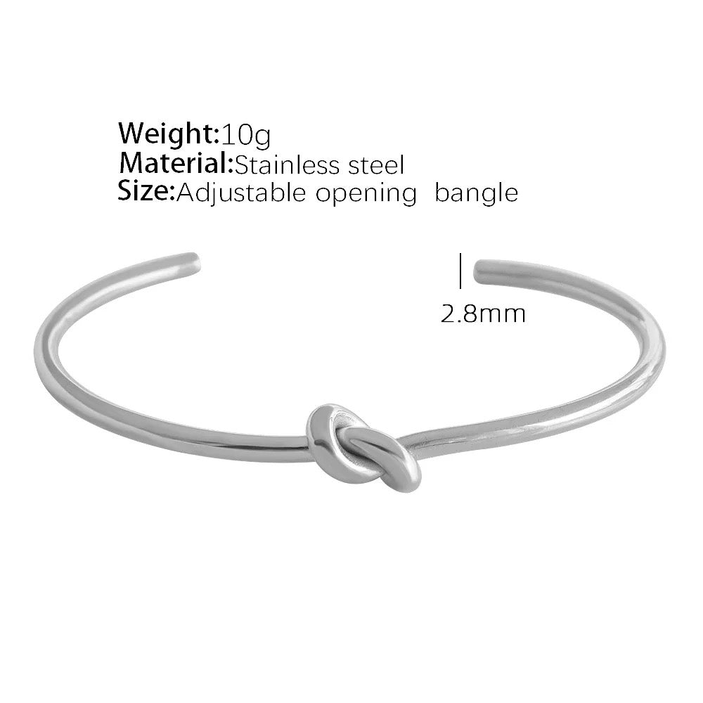 The Thin Knot Silver Bangle