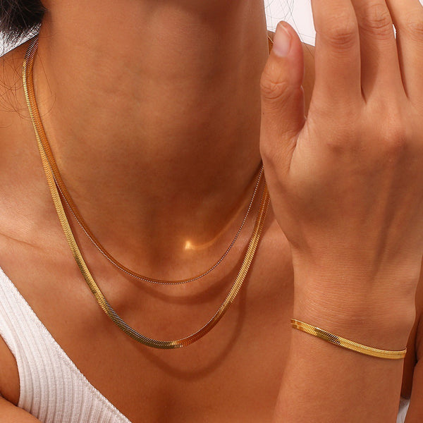 Snake String Necklace- 18K Gold Plated – URBAN HIPPIE INDIA